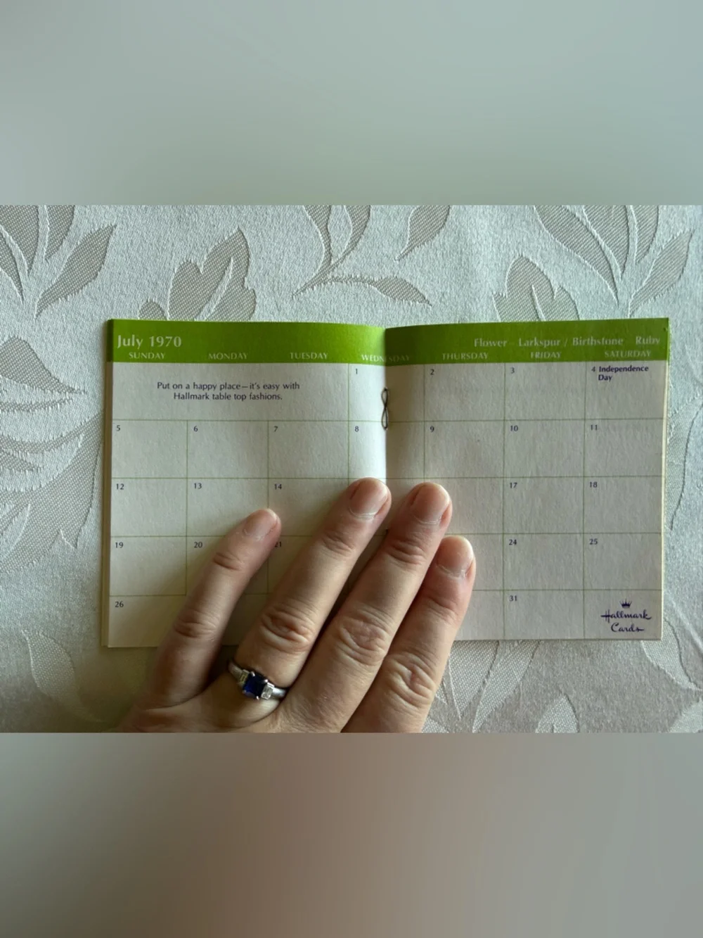 Vintage 1970 Hallmark Mini Date Book Calendar Unused